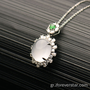 Icy White Jadeite Jade 18K Στερεό χρυσό κρεμαστό κόσμημα